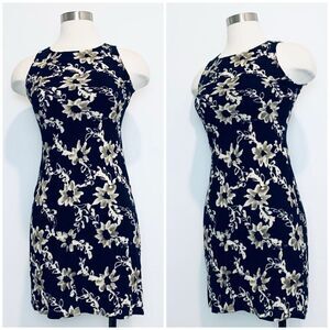 Vintage Jonathan Martin Navy Blue Floral Mini Dress XS